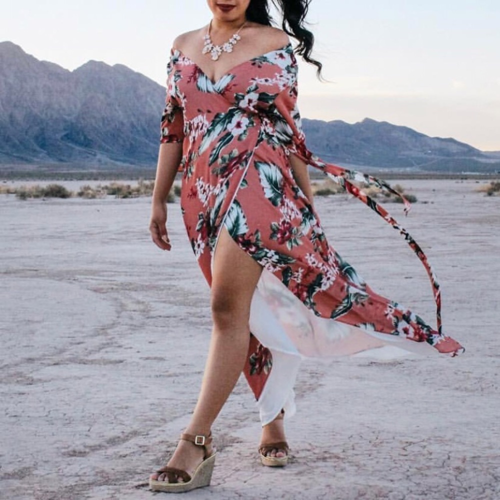 Hawaiian Print Wrap Maxi